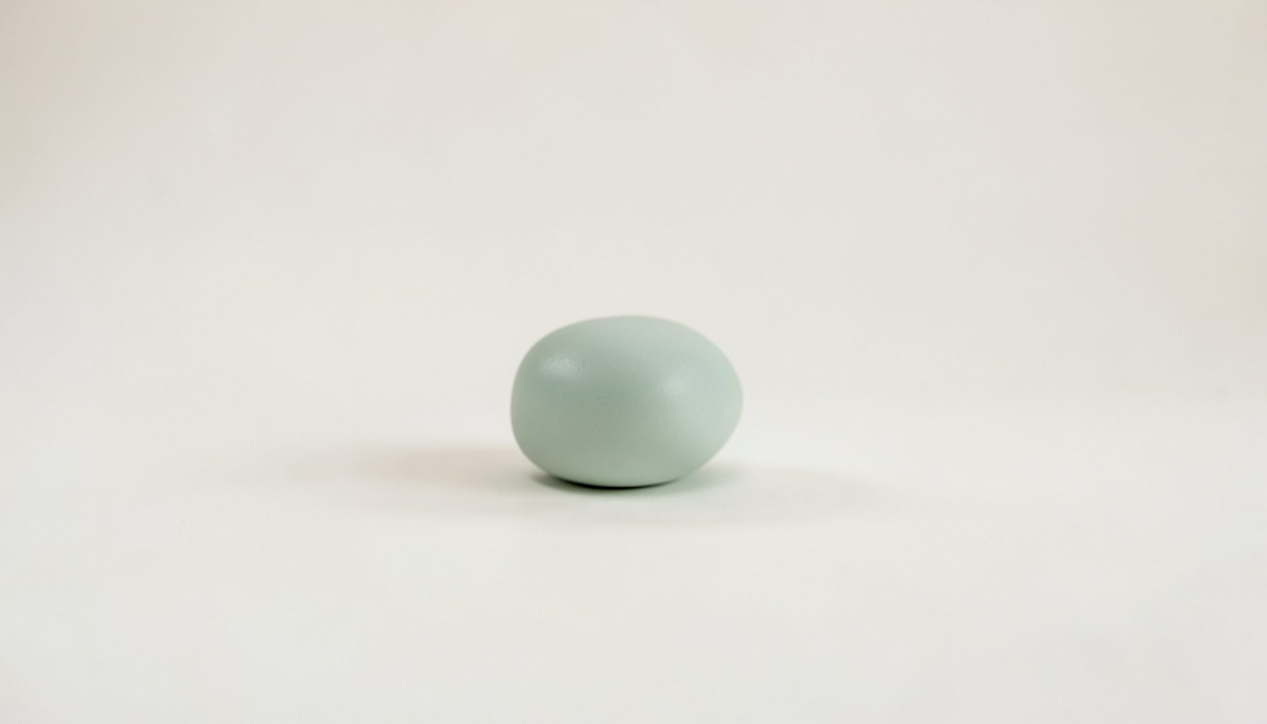 A neutral studio photograph of a plain off-white surface with soft shadows and a single sage-green accent object, calm and minimal in mood